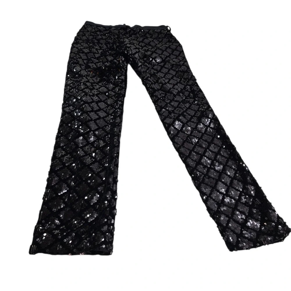 ASOS Design Suit Mens 38/31 Black Sequin Velvet Shawl Lapel Belted Luxury Disco